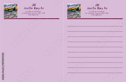 Customizable private stationery with a watercolor illustration 