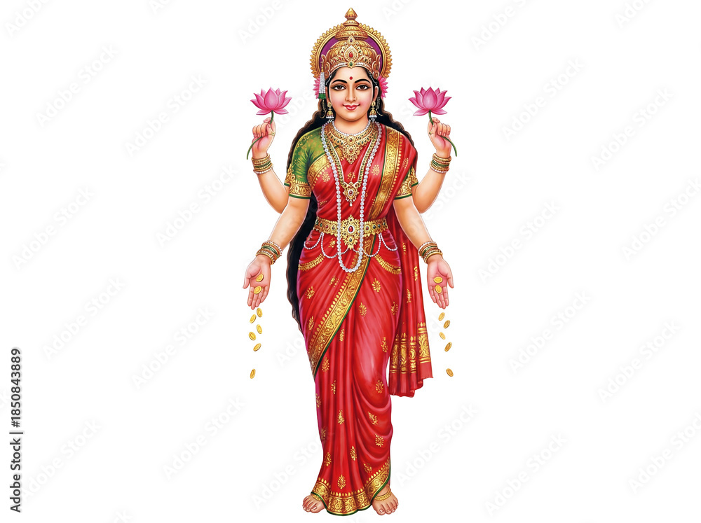 Fototapeta premium devotional depiction of goddess lakshmi Standing gracefully