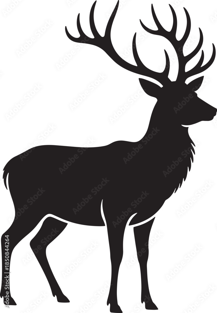 Fototapeta premium Deer silhouette icon with antlers isolated vector