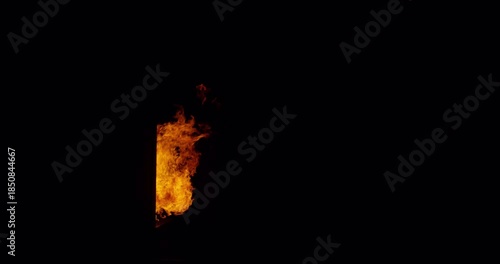 Dynamic Fire Flames Igniting and Burning Brightly on a Pure Black Background, Creating a Striking Visual Effect.