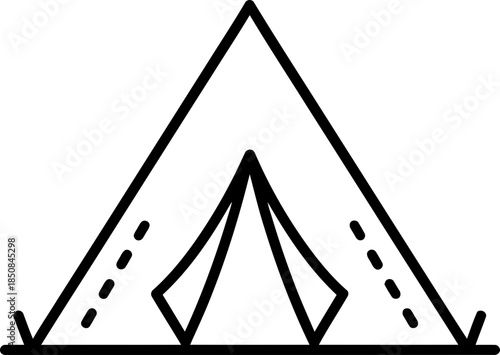 Tent icon for outdoor activity, camping, nature adventure, travel, trip, journey, summer vacation, tourism. Simple line vector symbol illustration