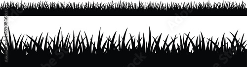 Black grass silhouette, natural texture, wild blades, landscape design element, vector grass border, isolated grass shape, nature graphic, outdoor illustration