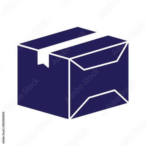 Blue package delivery box icon