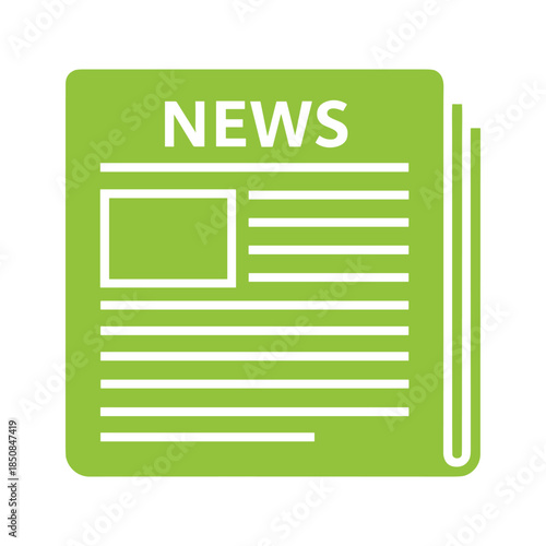 Green newspaper icon with news headline
