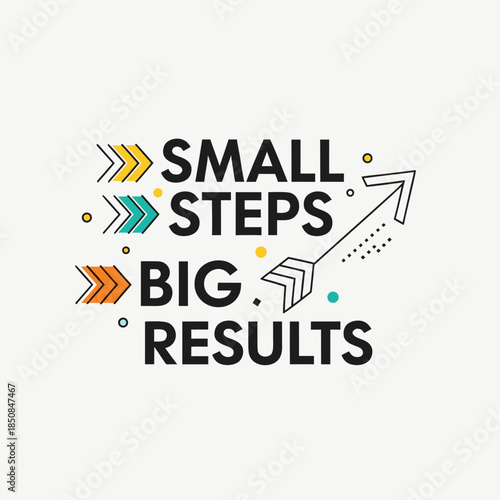 Small Steps, Big Results: An uplifting and motivational graphic displaying the phrase Small Steps, Big Results with an arrow.