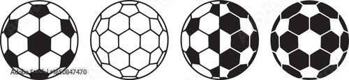 Minimalist Graphic Designs Featuring Four Black and White Soccer Ball Illustrations in a Neutral Clean Composition