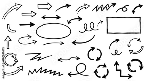 Collection of hand-drawn black arrow icons 
