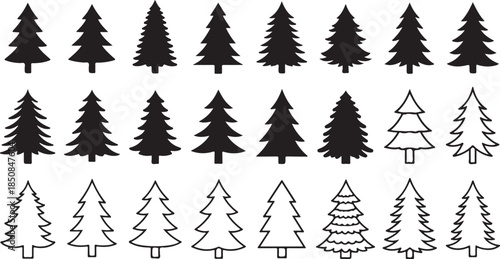 Black and White Tree Illustrations Minimalist Art Collection