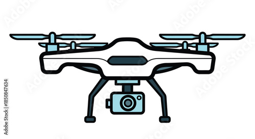 Modern drone with camera for aerial photography and videography