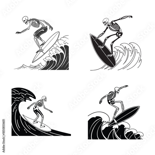 Surfing Skeleton SVG