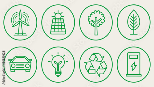 Eco Energy Circular Icons Vector