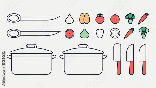 Cooking Utensils Vegetables Illustration