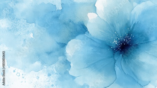 Watercolor texture seamless backdrop with single drip bloom and centered copy space