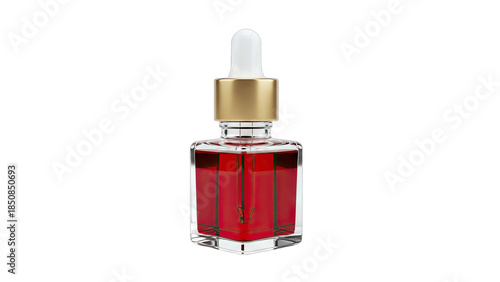Red Serum Bottle Isolated on White Background