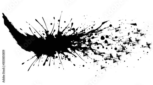 Dynamic white paint splash or liquid burst on a stark black background, creating an abstract explosion effect.
