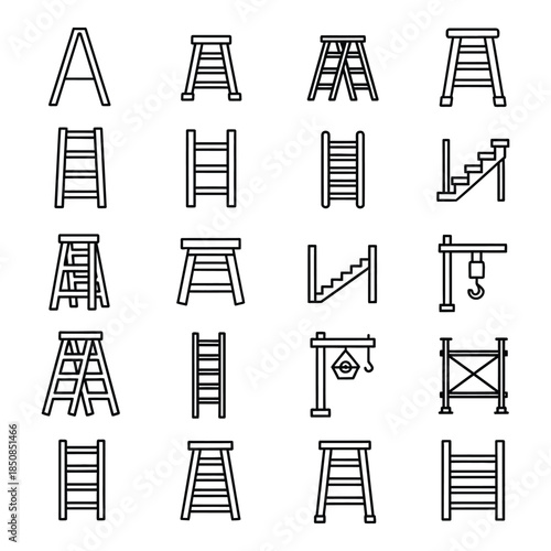 Various ladders and staircases icons collection