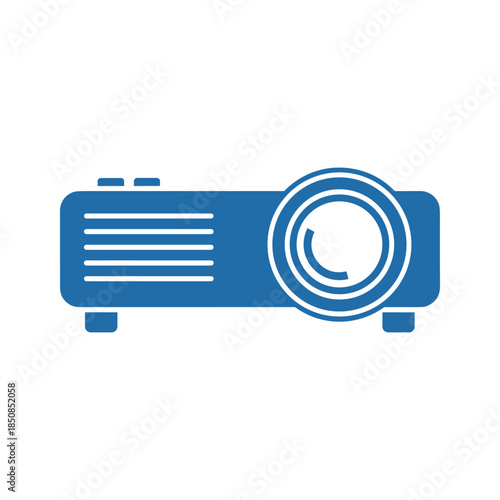 Blue projector icon on white background