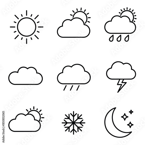Weather Forecast Icons Set for Daily Conditions and Seasonal Changes