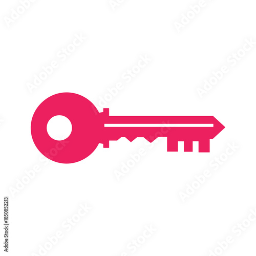 Pink key icon on white background