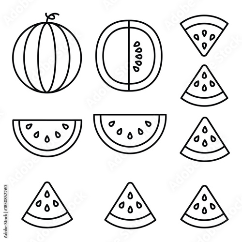 Fresh Watermelon Slices and Seeds Set for Summer Healthy Snacks and Desserts