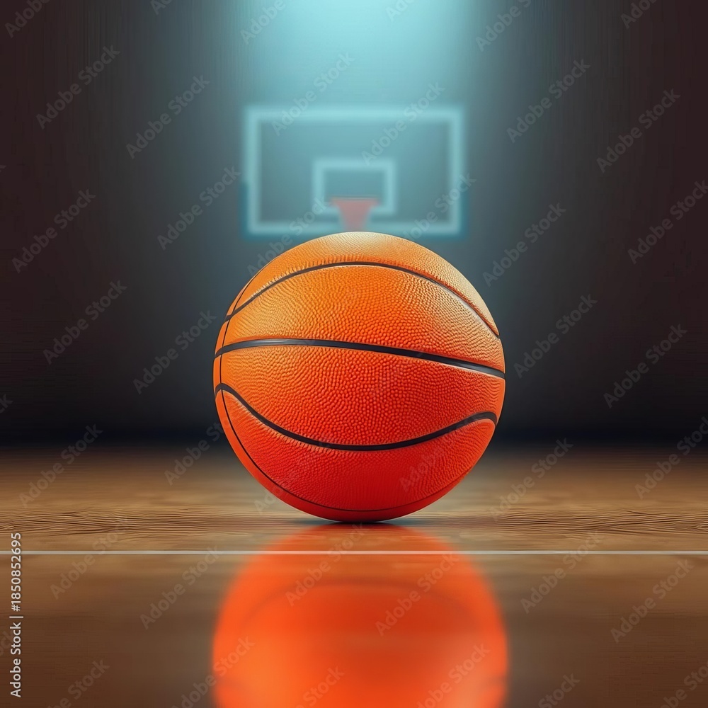 Fototapeta premium A vibrant orange basketball with a textured surface, ready for a game, dribble, athlete