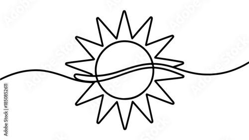 The horizontal line cutting across the center often represents the horizon, depicting a sunrise or sunset scene.