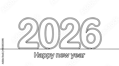 coloring page for children or adults, often used for educational purposes or as a festive activity around New Year's Eve.