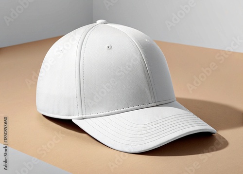 White baseball cap mock up on color background. 3d render.
