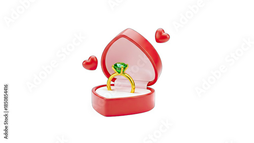 Diamond Ring in Heart-Shaped Box with Hearts - Proposal Concept