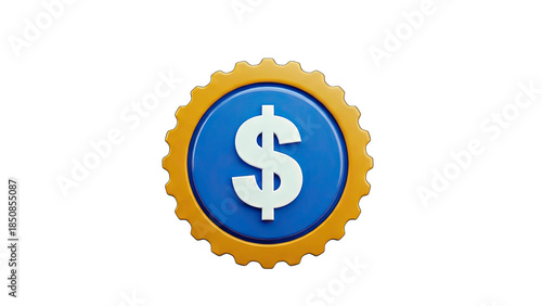 3D Dollar Sign on a Badge - Financial Concept