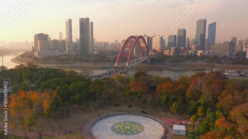 Autumn skyline views of Wuhan, Hubei, China