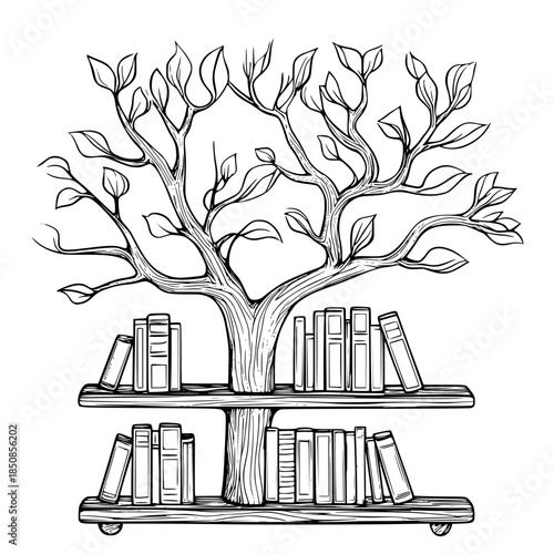 Bookish Tree Knowledge | Clean, isolated vector art for creative projects.