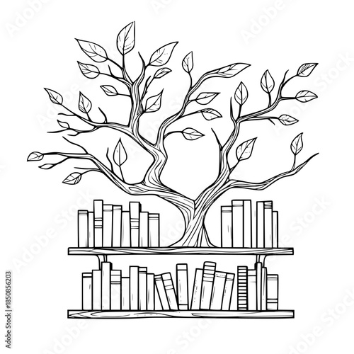 Whimsical Roots Knowledge: Tree Learning Literature | Clean, isolated vector art for creative projects.