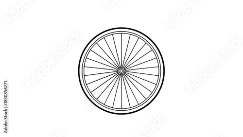 Black and White Bicycle Wheel Illustration.