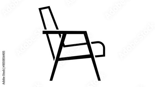 Black Folding Chair Simple Design Illustration.