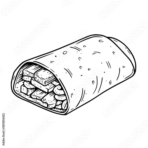 Burrito's Journey: Snapshot Tortilla Wrap Making | Clean, isolated vector art for creative projects.