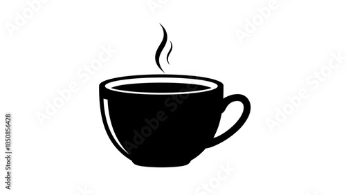 Black Coffee Cup with Steam Rising.