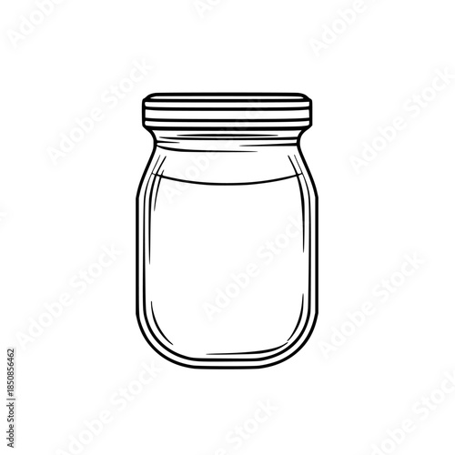 Elegant, Empty Mason Jar White Background | Clean, isolated vector art for creative projects.