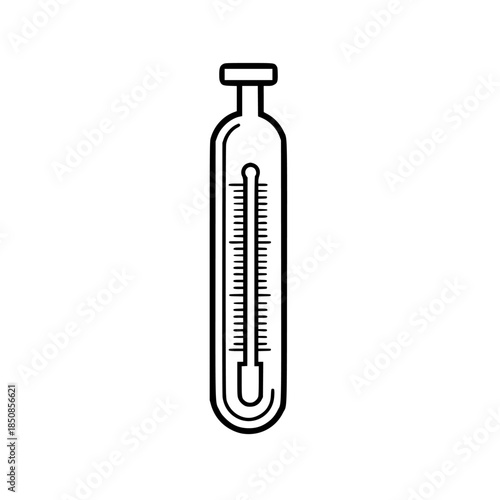 Vintage apothecary vial thermometer: symbol scientific precision timeless charm. | Clean, isolated vector art for creative projects.