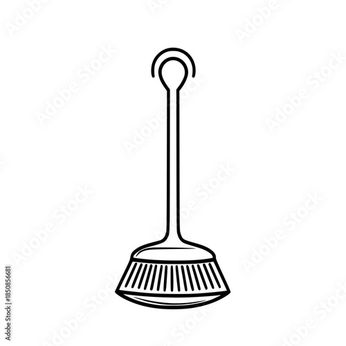 Retro Rustic Charm: Minimalist Line Art Cast Iron Scrubber Cleaning | Clean, isolated vector art for creative projects.