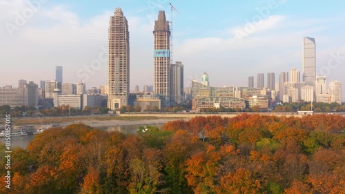 Autumn skyline views of Wuhan, Hubei, China