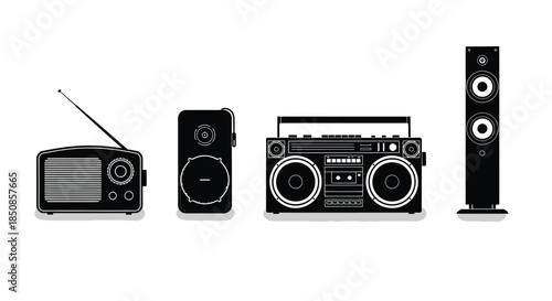 Evolution of audio devices from vintage radios to modern speakers