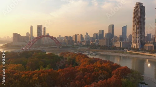 Autumn skyline views of Wuhan, Hubei, China