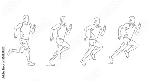 Illustration of a runner in four different stages of motion