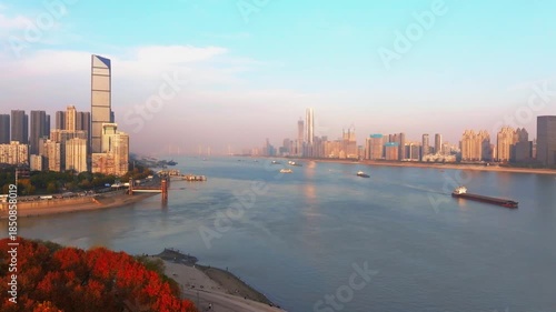 Autumn skyline views of Wuhan, Hubei, China