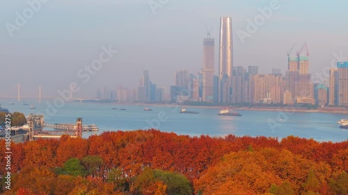 Autumn skyline views of Wuhan, Hubei, China