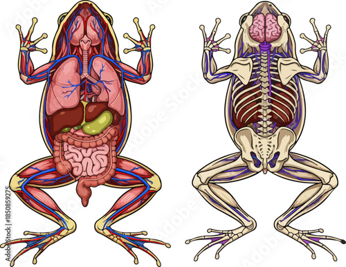 Complete Frog Anatomy Vector Illustration