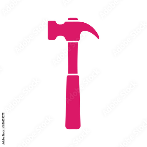 Pink hammer icon on white background