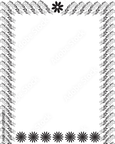 black and white frame with flowers