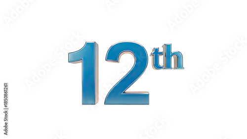 Free Download 12th Number in 3D Render on White Background - GFXLoad